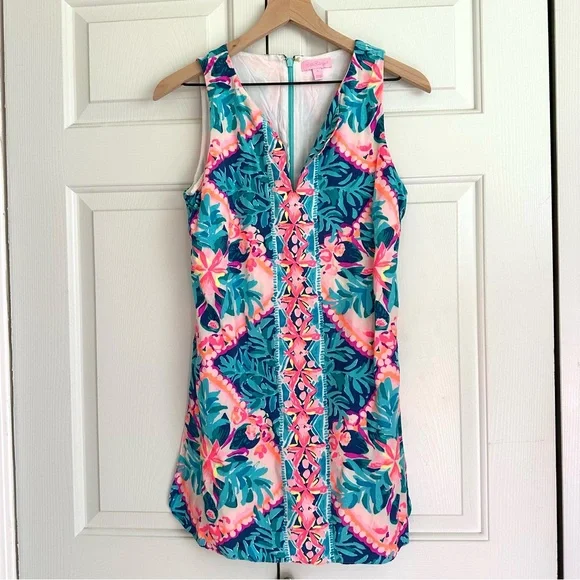 Lilly Pulitzer Sleeveless Pink and Blue Floral Romper - Picture 2 of 14